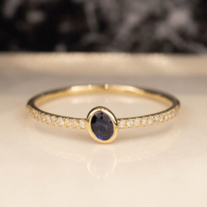 .26 Carat Blue Sapphire w/ .07 CTW Diamond Ring 18K Yellow Gold R255Y
