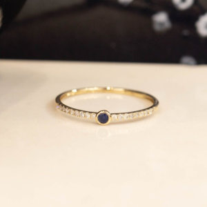 .11 Carat Blue Sapphire w/.07 CTW Diamond Ring 18k Yellow Gold R257Y