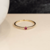 1 pc (approx) .10 Carat Ruby 18 pcs (approx) .0039 Carat Diamonds (SI Clarity; GH Color) 18 Karat Yellow Gold Ring Size: (Cannot Be Resized) Imported Setting (approx) 0.70 Grams Please send a message to get available ring size/s before placing an order.