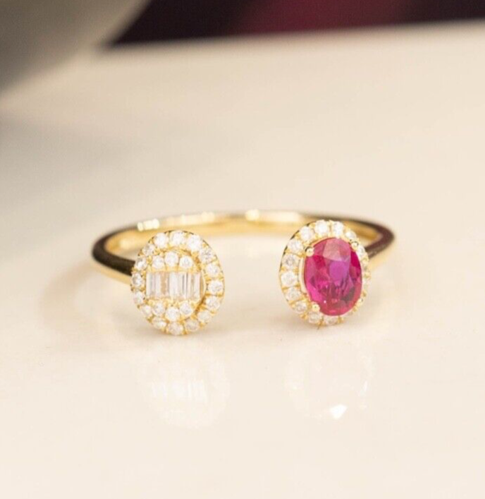 .41 Carat Ruby w/.19 CTW Diamond Ring 18K Yellow Gold R261