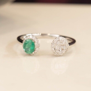 .34 Carat Emerald w/.19 CTW Diamond 18k White Gold R262