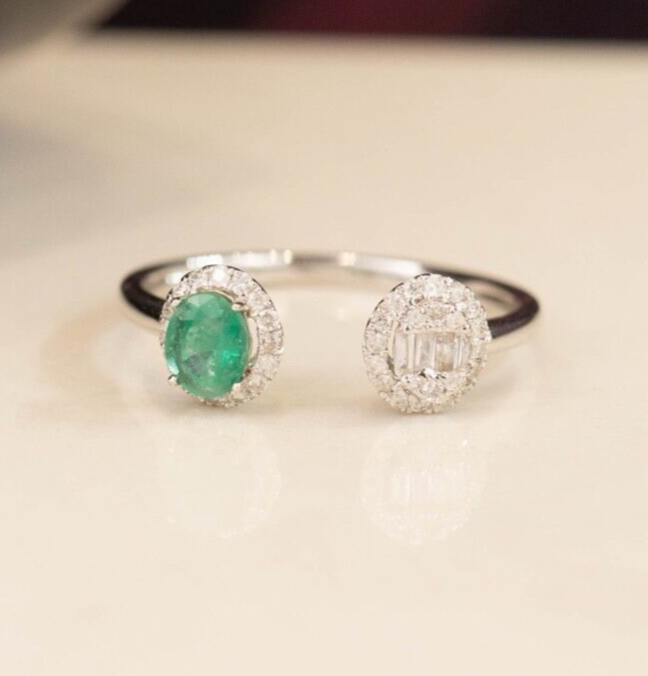 .34 Carat Emerald w/.19 CTW Diamond 18k White Gold R262