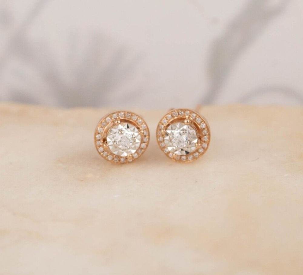 .096 CTW Diamond Earrings 18k Twotone Gold E211