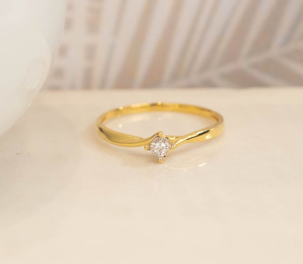 .023 Carat Diamond Engagement Ring 18k Twotone Gold ER615Y
