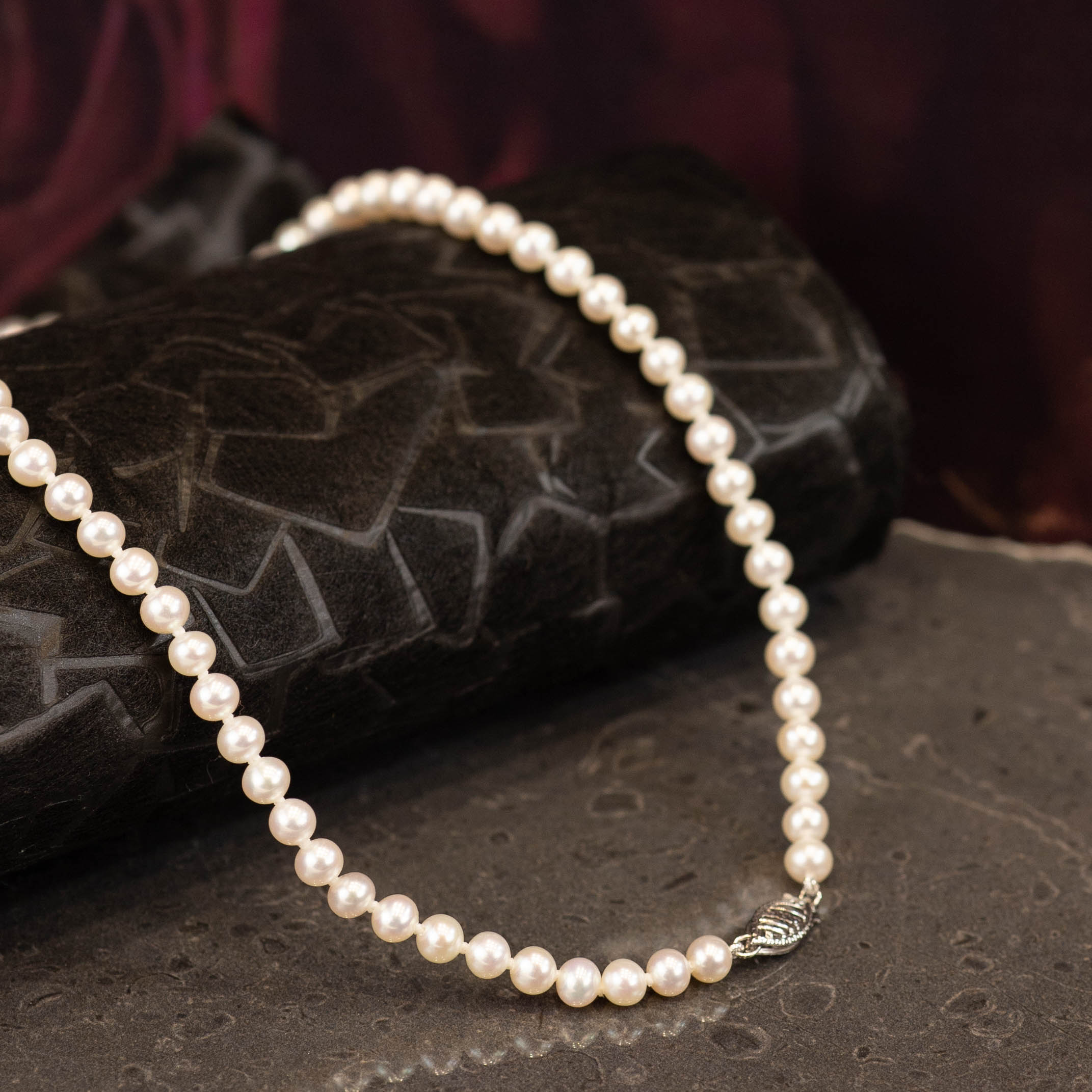 4.6mm Pearl Necklace 14K White Gold N265