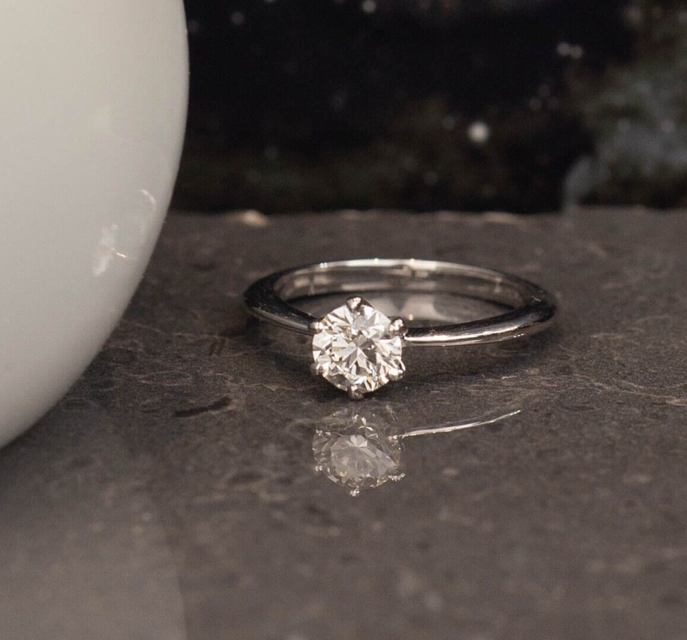 GIA-Certified .70 Carat Diamond Engagement Ring 14k White Gold ER923