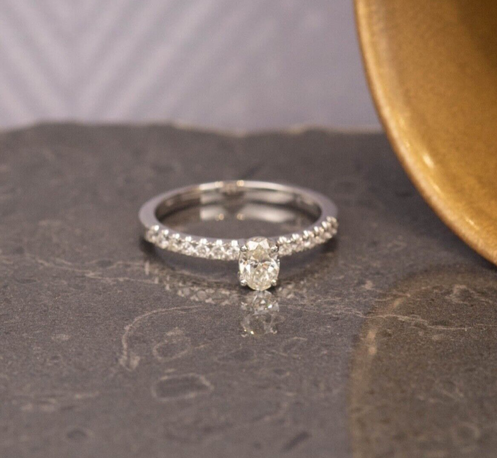 GIA-Certified .35 Carat Diamond w/.14 CTW Engagement Ring 18k White Gold ER925
