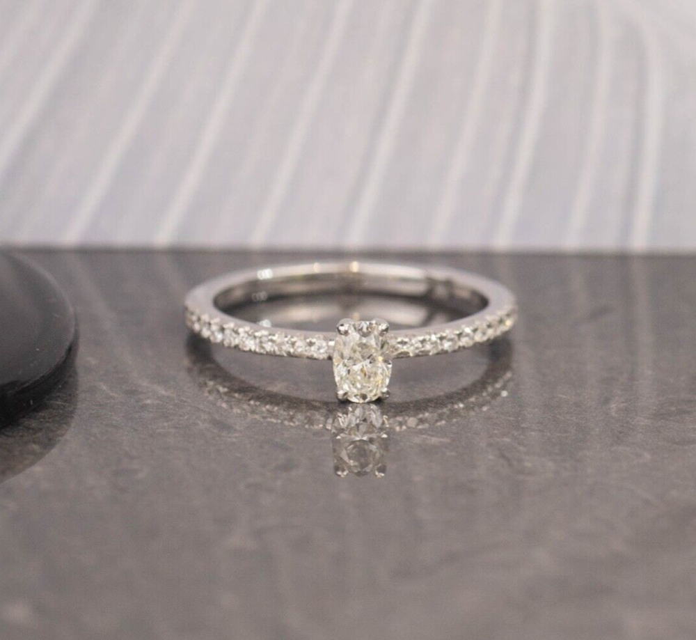 GIA-Certified .31 Carat Diamond w/.20 CTW Engagement Ring 14k White Gold ER931
