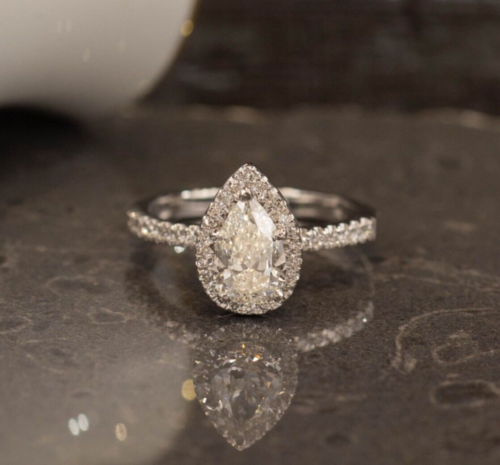 GIA-Certified 1.00 Carat Diamond w/.303 CTW Engagement Ring 18k White Gold ER913