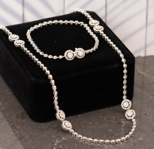 4.66 CTW Diamond 2-Way Necklace & Bracelet 14k White Gold N258