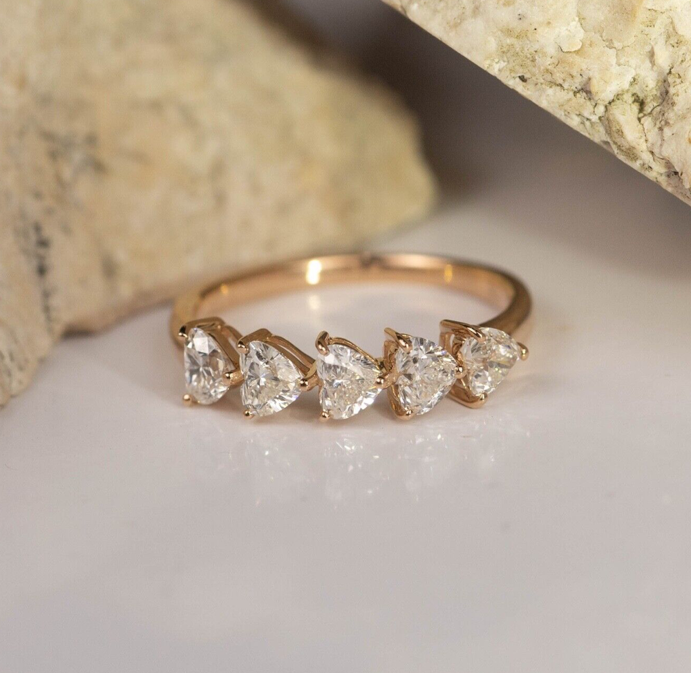 SALE‼️1.315 CTW Diamond Half Eternity Ring 18k Rose Gold HE327