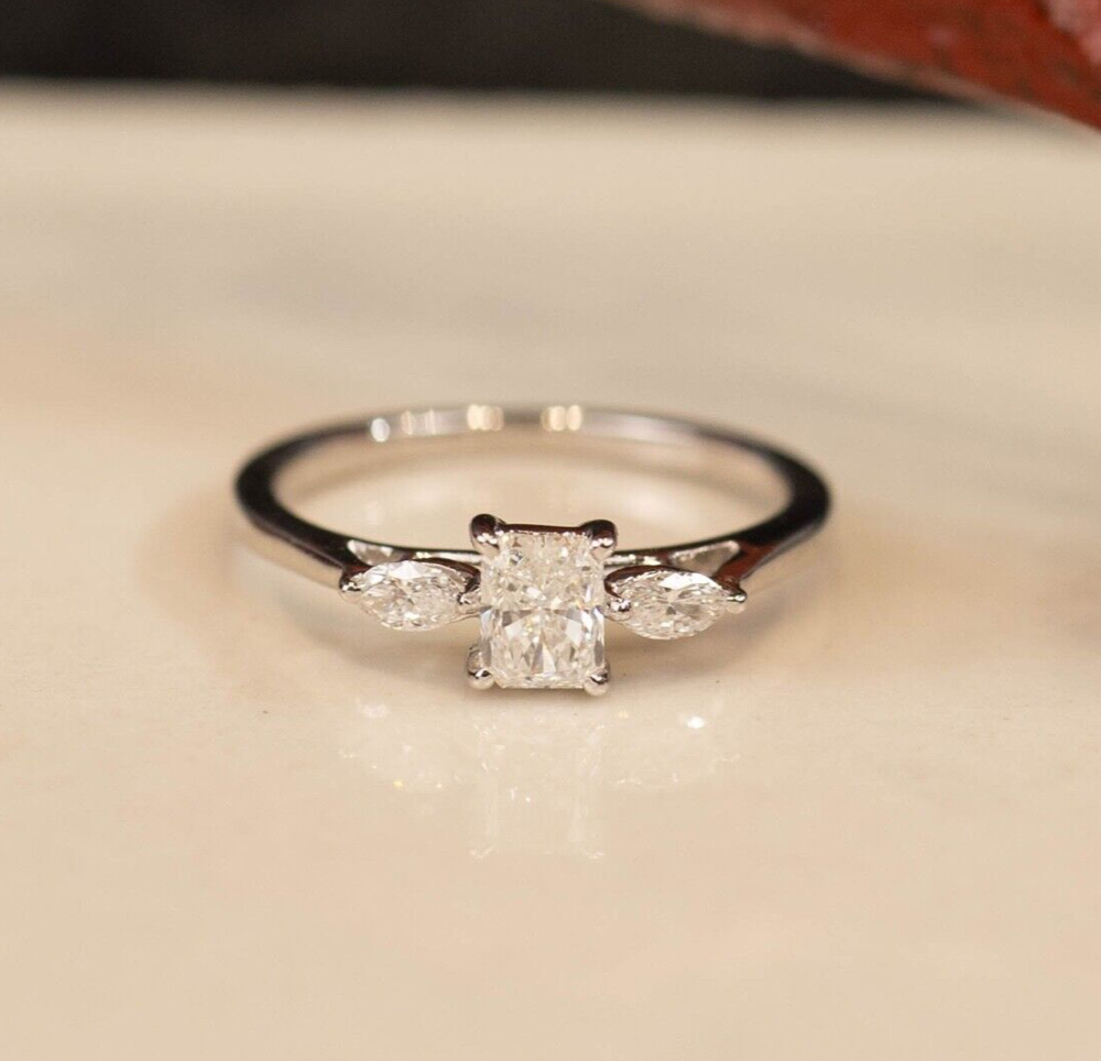 GIA-Certified .50 Carat Diamond w/.16 CTW Engagement Ring 18k White Gold ER951