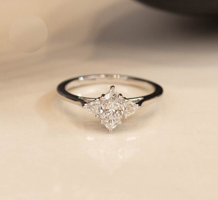 GIA-Certified .50 Carat Diamond w/.18 CTW Engagement Ring 18k White Gold ER954