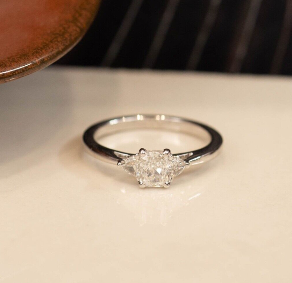 GIA-Certified .50 Carat Diamond w/.18 CTW Engagement Ring 18k White Gold ER955