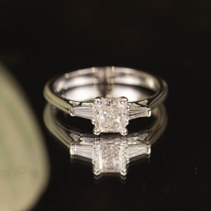 GIA-Certified .70 Carat Diamond w/.14 CTW Engagement Ring 18K White Gold ER958