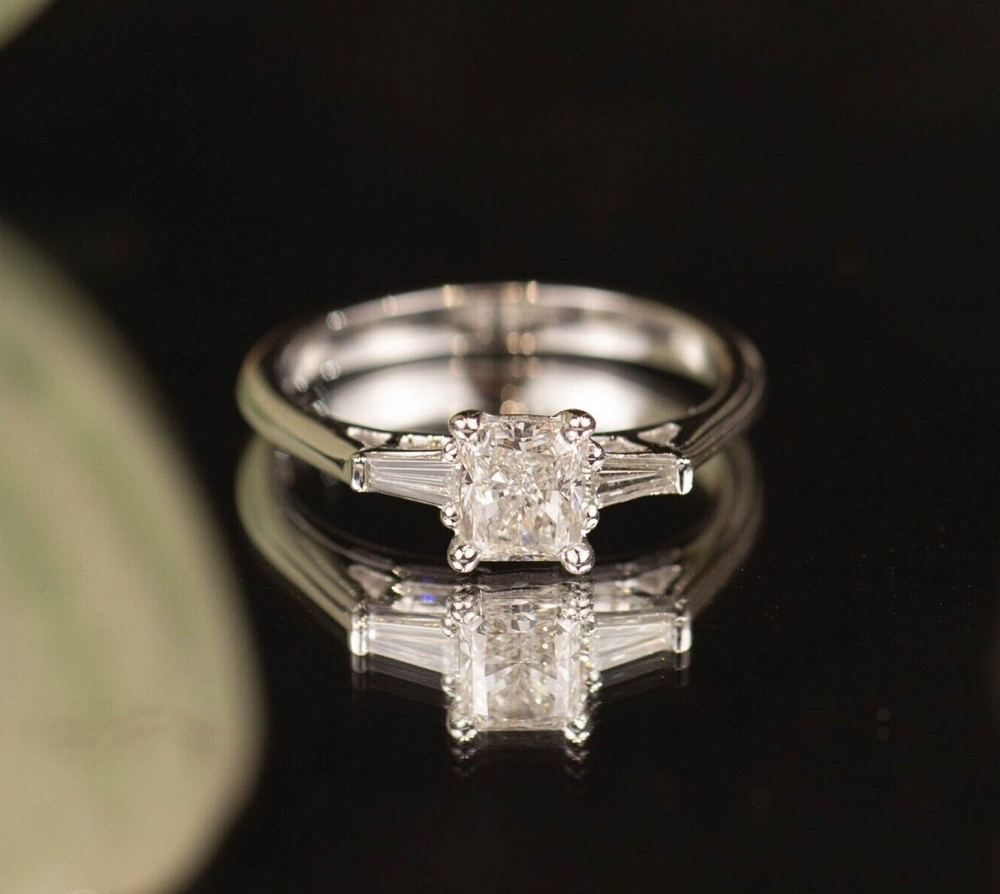 GIA-Certified .70 Carat Diamond w/.14 CTW Engagement Ring 18K White Gold ER958