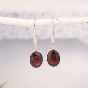 5.18 CTW Garnet Dangling Earrings 14k White Gold E504 sep