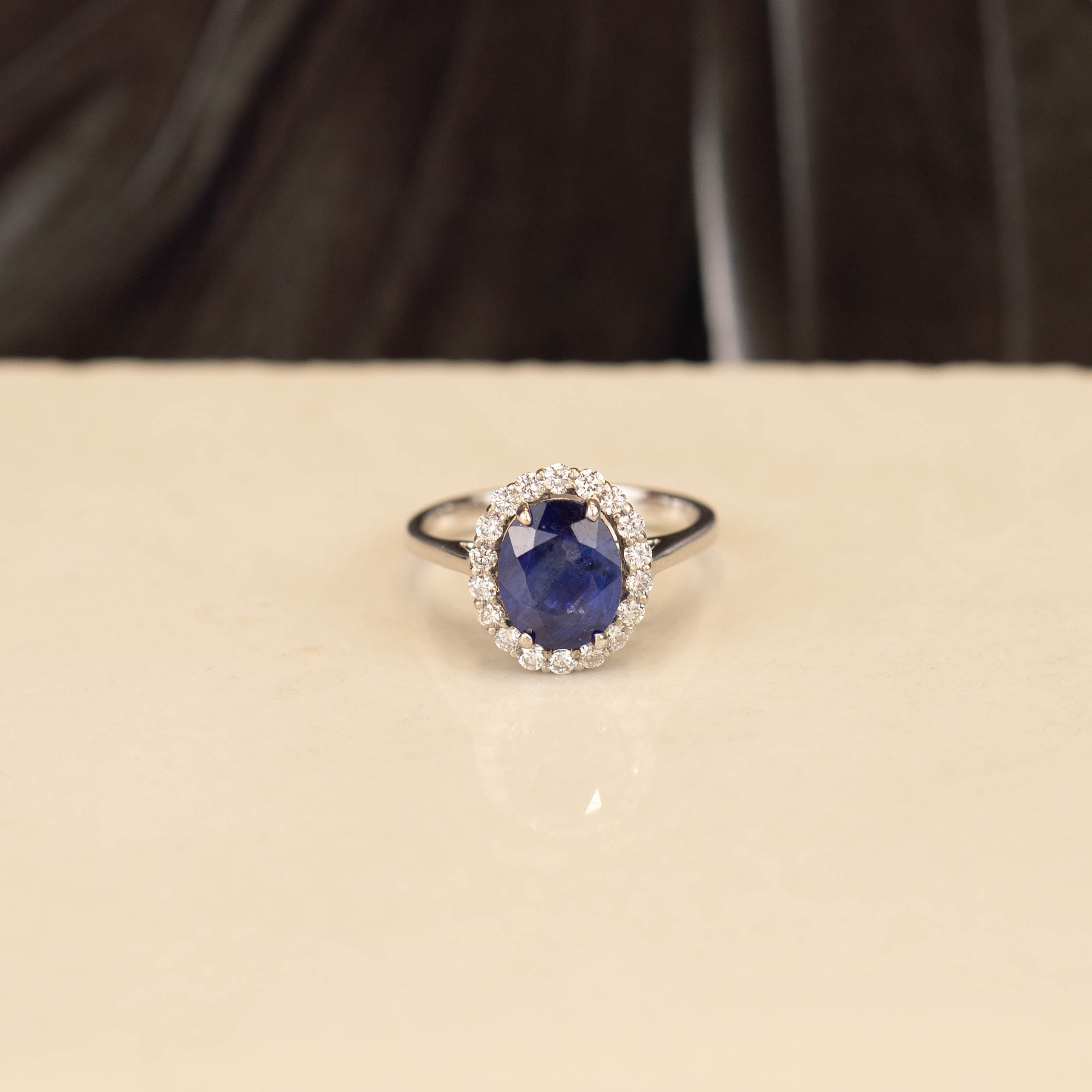 2.22 Carat Blue Sapphire w/.36 CTW Diamond Ring 14k White Gold R292