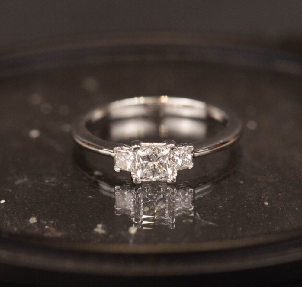 GIA-Certified. .50 Carat Diamond w/.20 CTW Engagement Ring 18k White Gold ER918