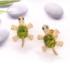 6.00 CTW Peridot w/.93 CTW Diamond Turtle Earrings 18K Yellow Gold E327