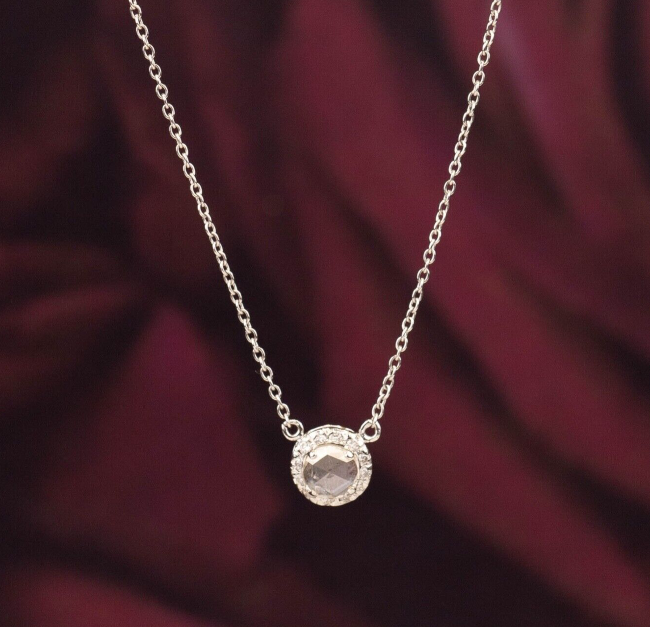 .42 CTW Diamond Necklace 14k White Gold N81 sep