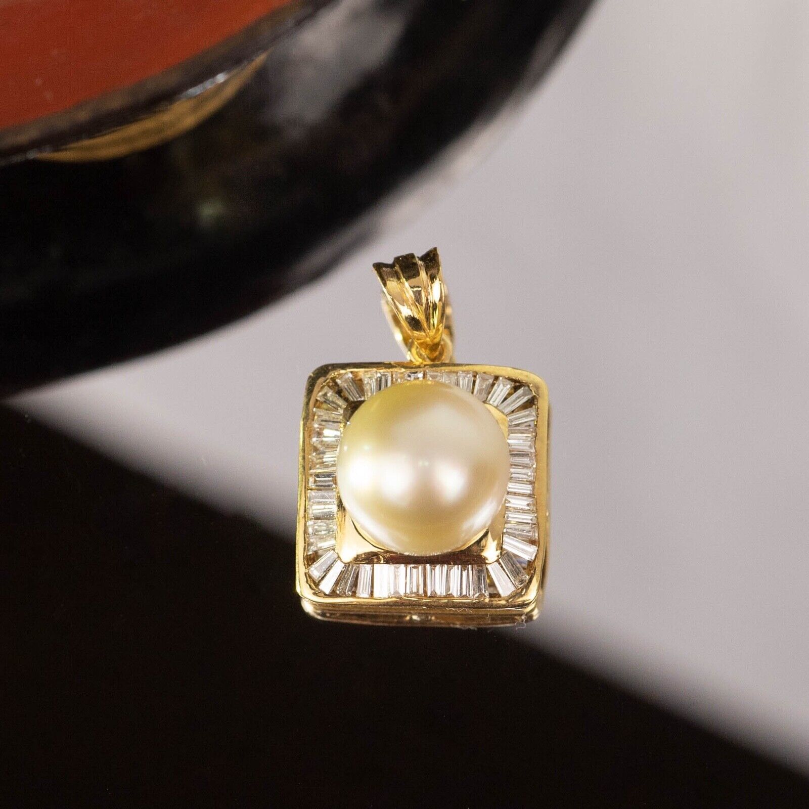 .68 CTW Diamond Pendant w/Pearl 18k Yellow Gold P56 sep