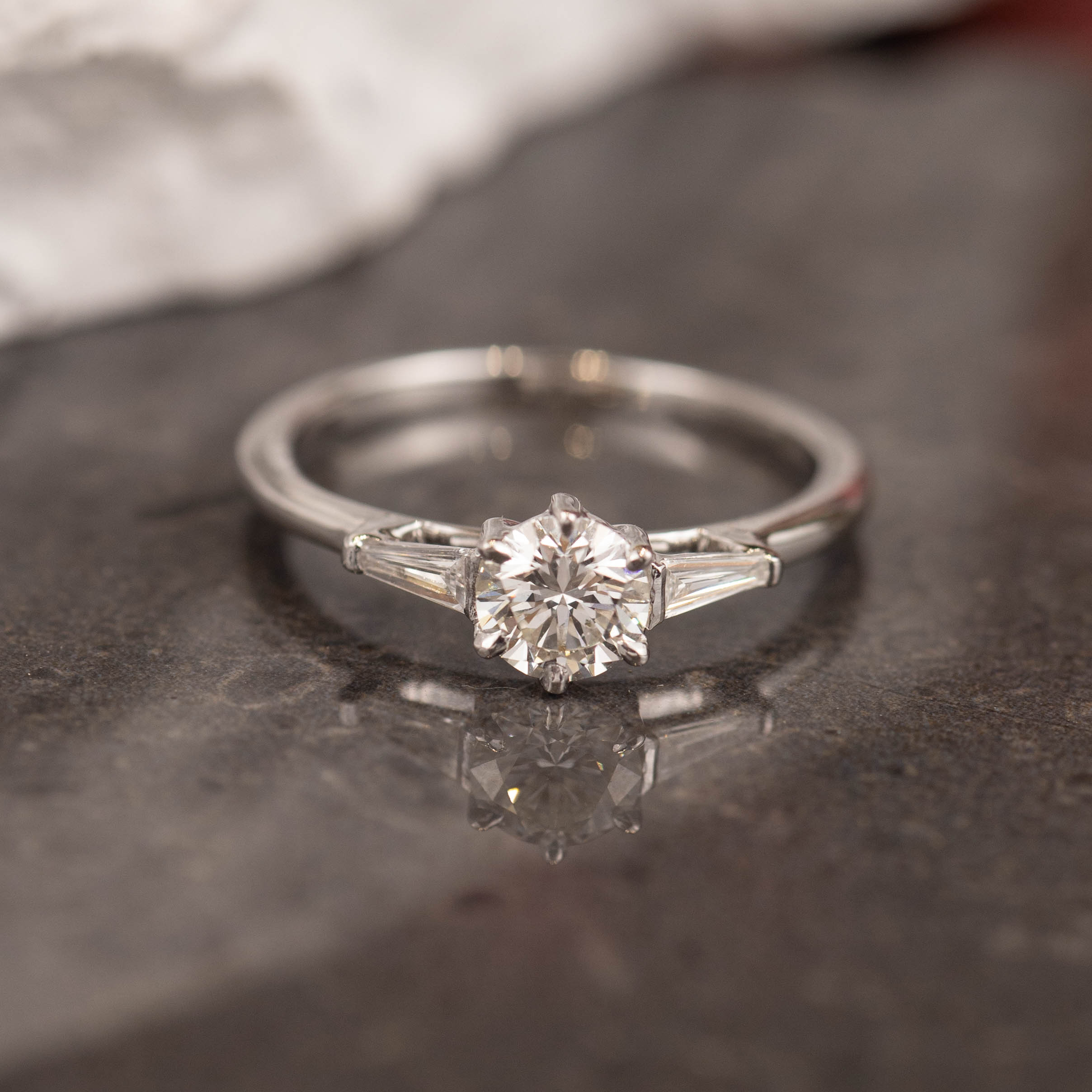 GIA-Certified .50 Carat Diamond w/.06 CTW Engagement Ring 18k White Gold ER985