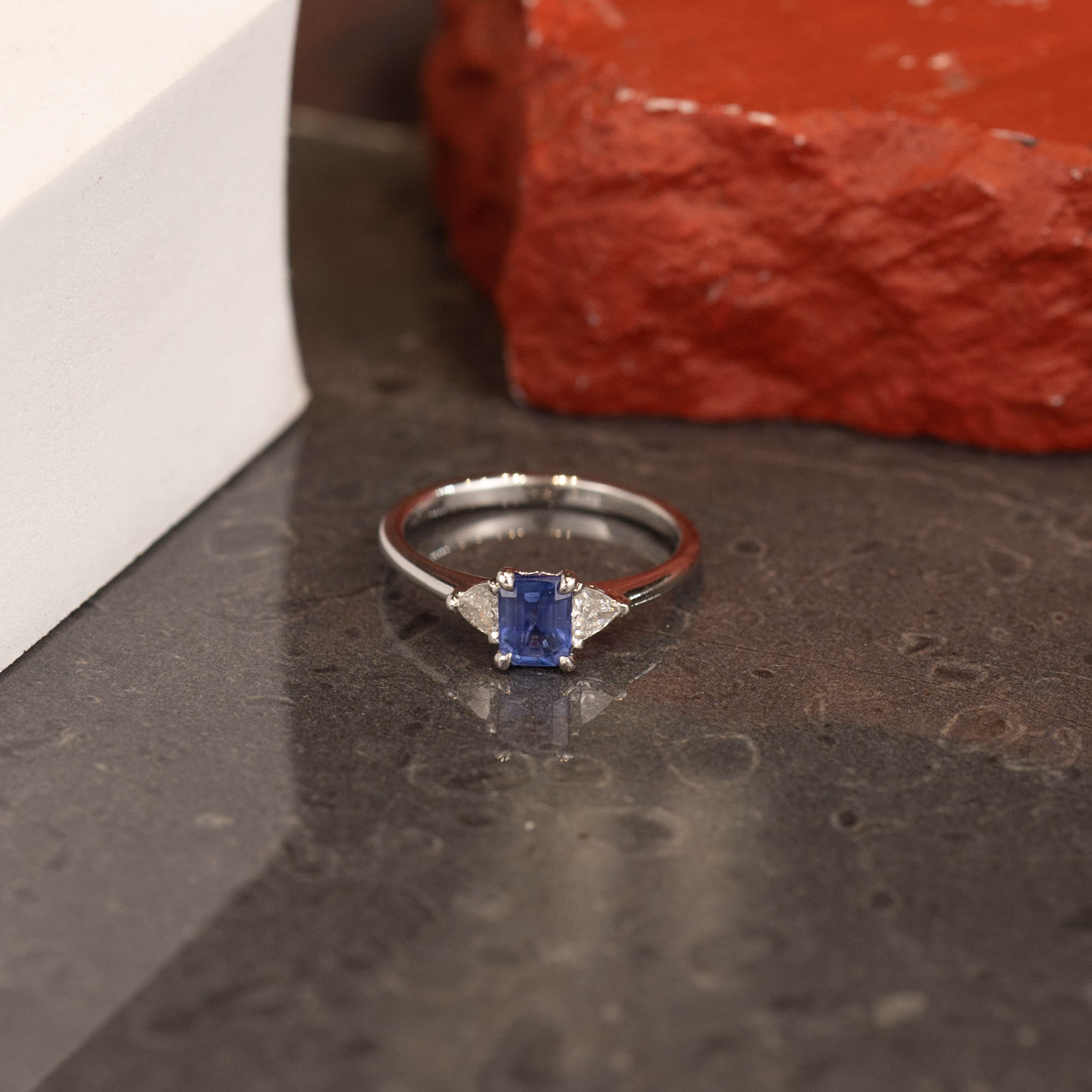 .78 Carat Blue Sapphire with .18 CTW Diamond Ring 18k White Gold R311