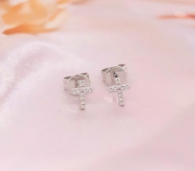.036 CTW Diamond Earrings 18k White Gold E730