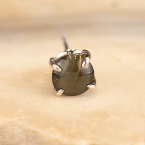 1.71 Carat Cat’s Eye Men's Earring 18k White Gold E562