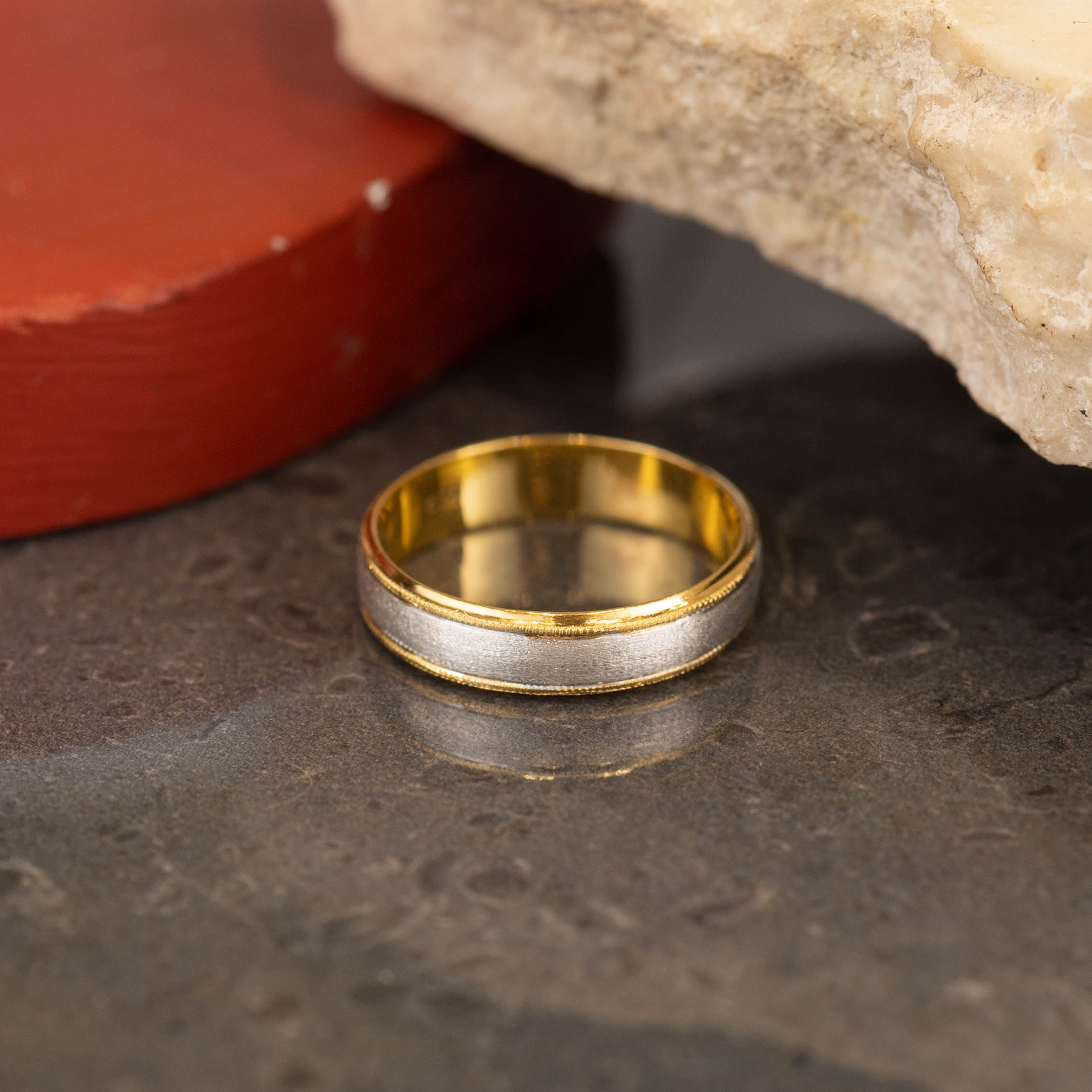 Men’s Wedding Ring PT950 &18k Yellow Gold WR132