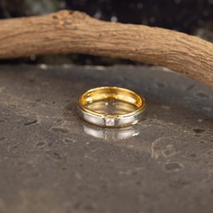 .025 Carat Diamond Wedding Ring PT950 &18k Rose Gold WR134