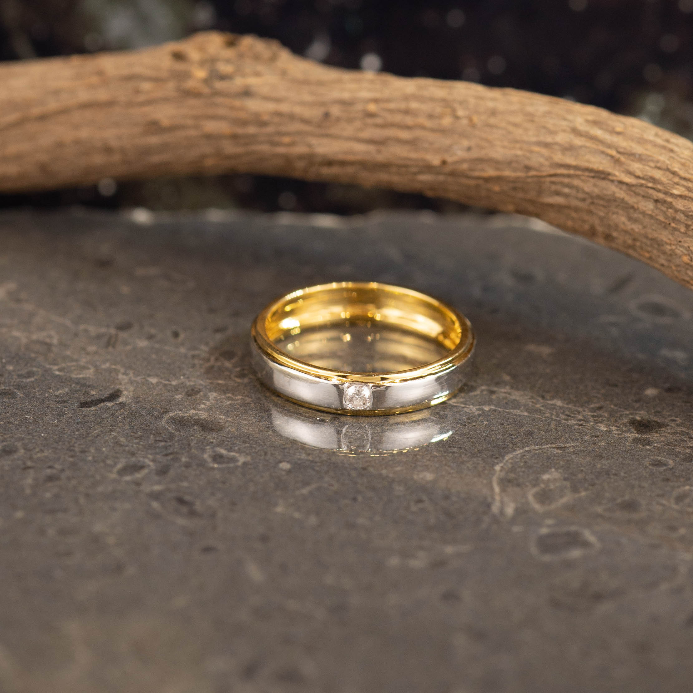 .025 Carat Diamond Wedding Ring PT950 &18k Rose Gold WR134