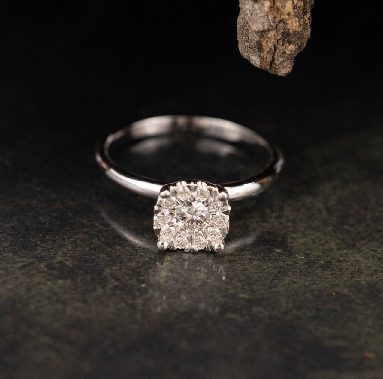 .27 CTW Diamond Engagement Ring 14k White Gold ER014