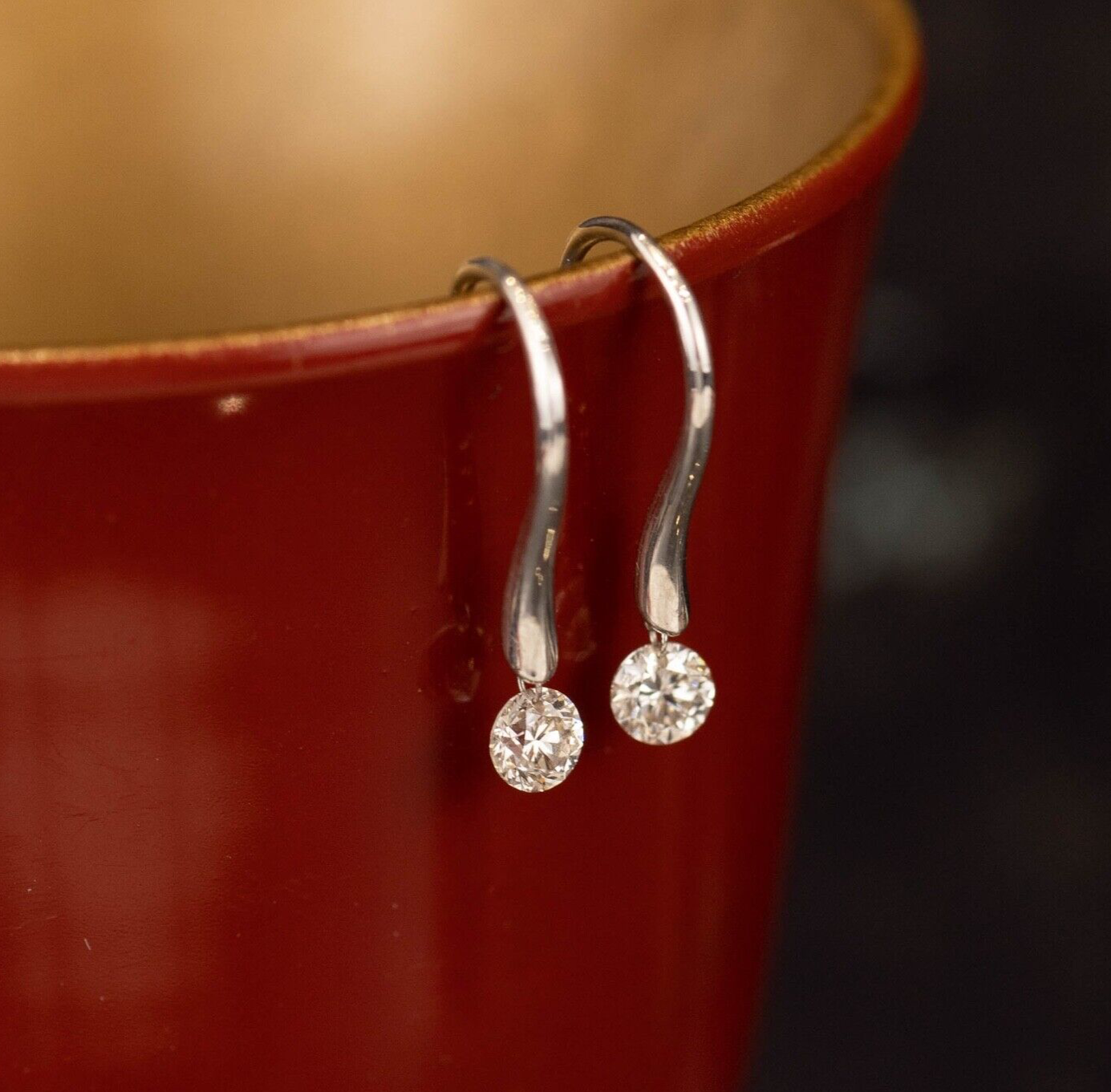 .30 CTW Diamond Dangling Earrings 18k White Gold E578W