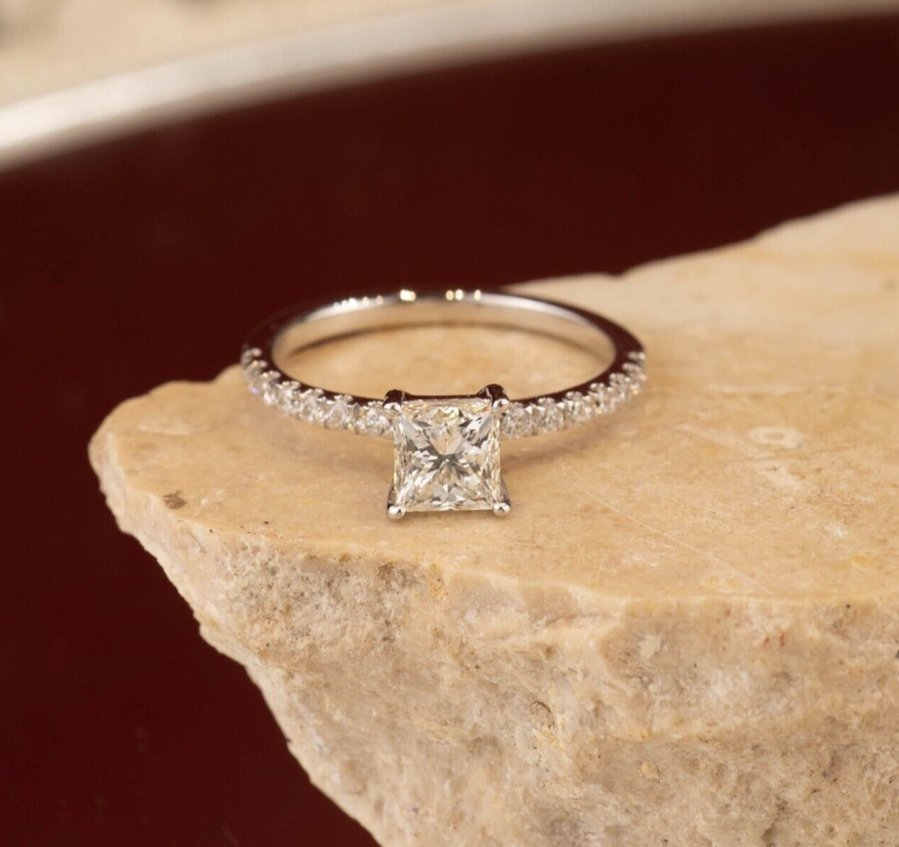 GIA-Certified 1.01 Carat Diamond W/.21 CTW Engagement Ring 18k White Gold ER003