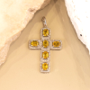 .231 CTW Diamond w/Gemstone Cross Pendant 14k White Gold PN122-1