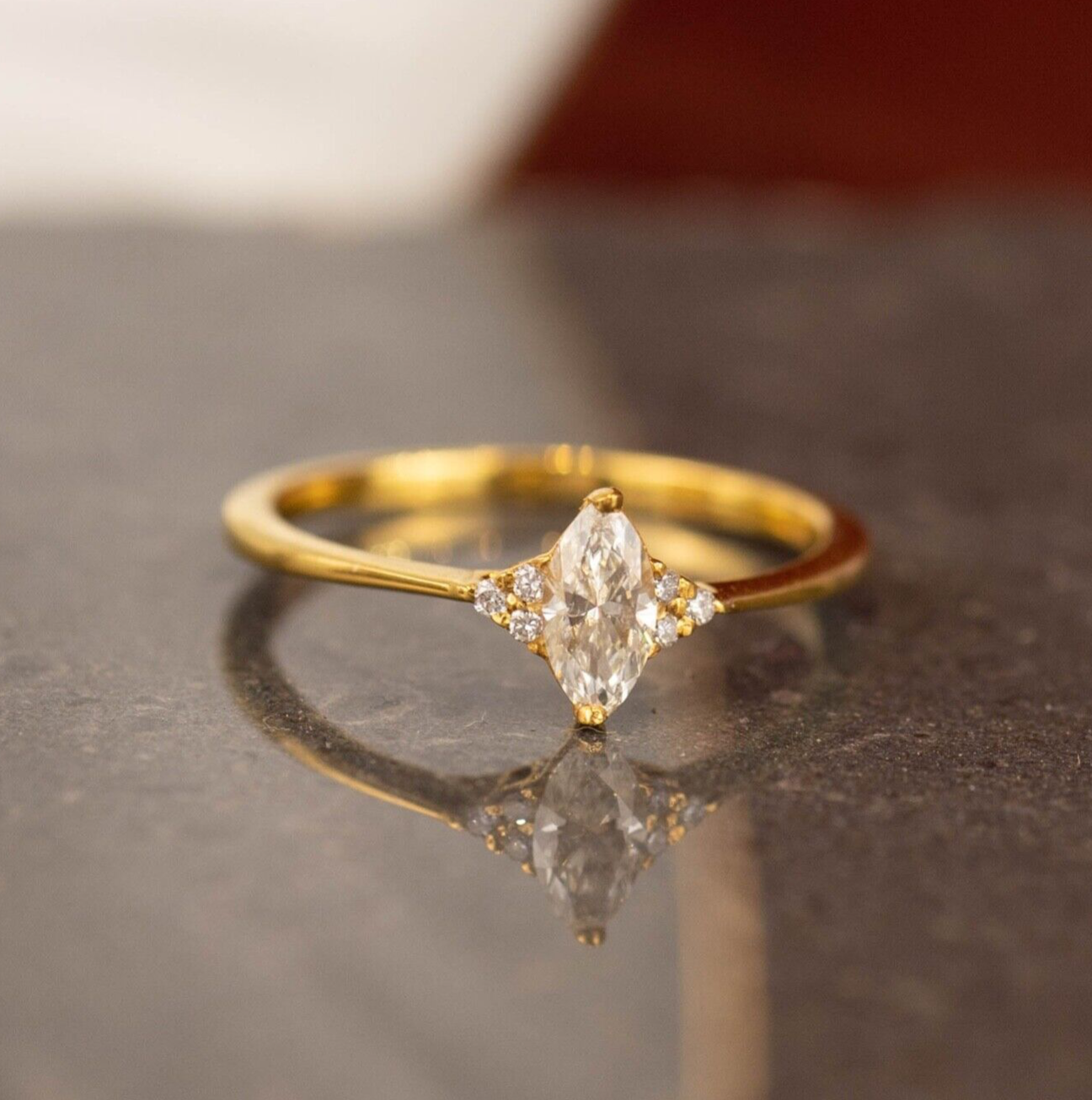 GIA-Certified .30 Carat Diamond w/.03 CTW Engagement Ring 18k Yellow Gold ER005