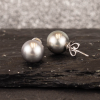 12.3mm South Sea Light Gray Pearl Earrings 14k White Gold E532