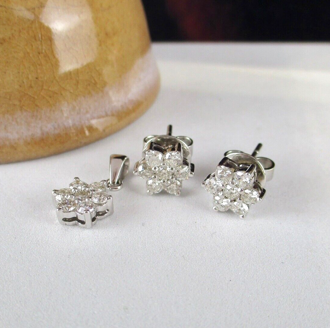 1.26 CTW Diamond Jewelry Set 14k White Gold JS205