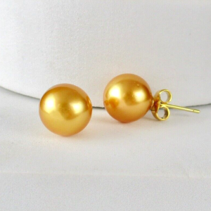 12mm South Sea Pearl Earrings 14k Yellow Gold E962-1