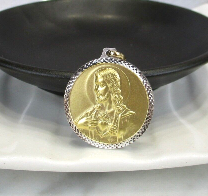 Religious Medallion Pendant 14k Twotone Gold PN133