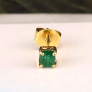 .21 Carat Emerald Men’s Earring 14k Yellow Gold E587