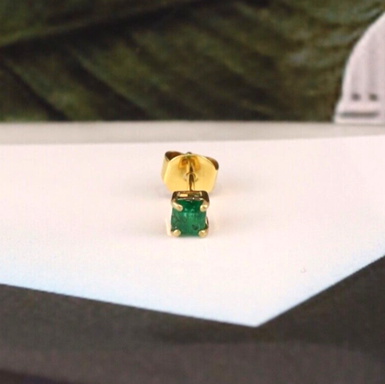 .21 Carat Emerald Men’s Earring 14k Yellow Gold E587