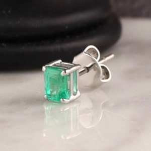 .41 Carat Emerald Men’s Earring 14k White Gold E589