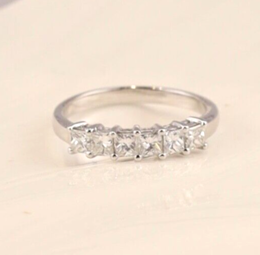 .66 CTW Diamond Half Eternity Ring 14k White Gold HE398