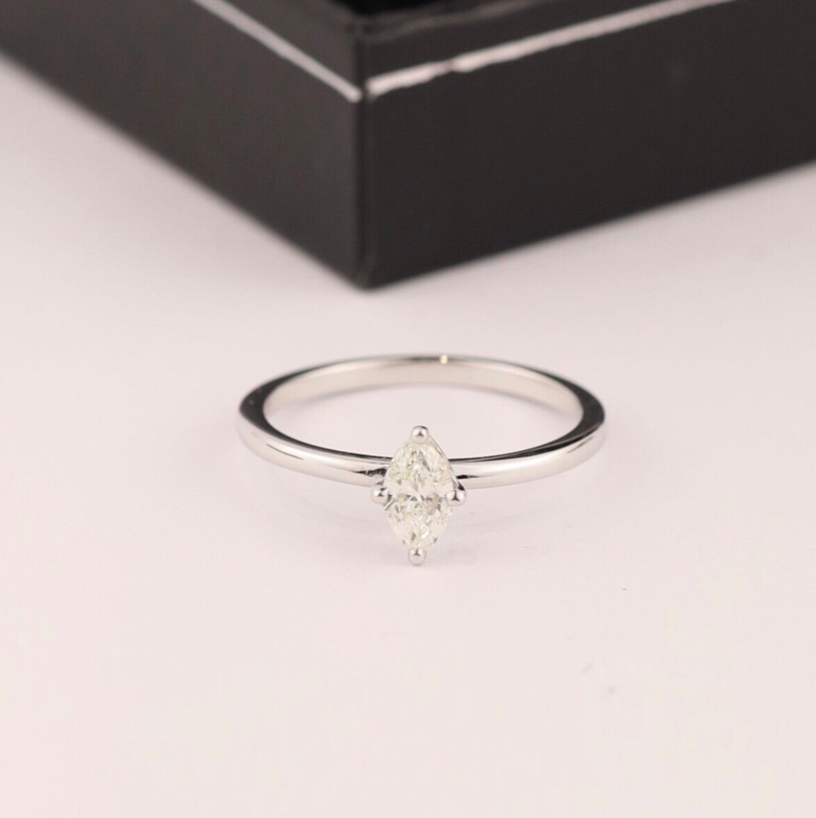 GIA-Certified .30 Carat Diamond Engagement Ring 18k White Gold ER0159