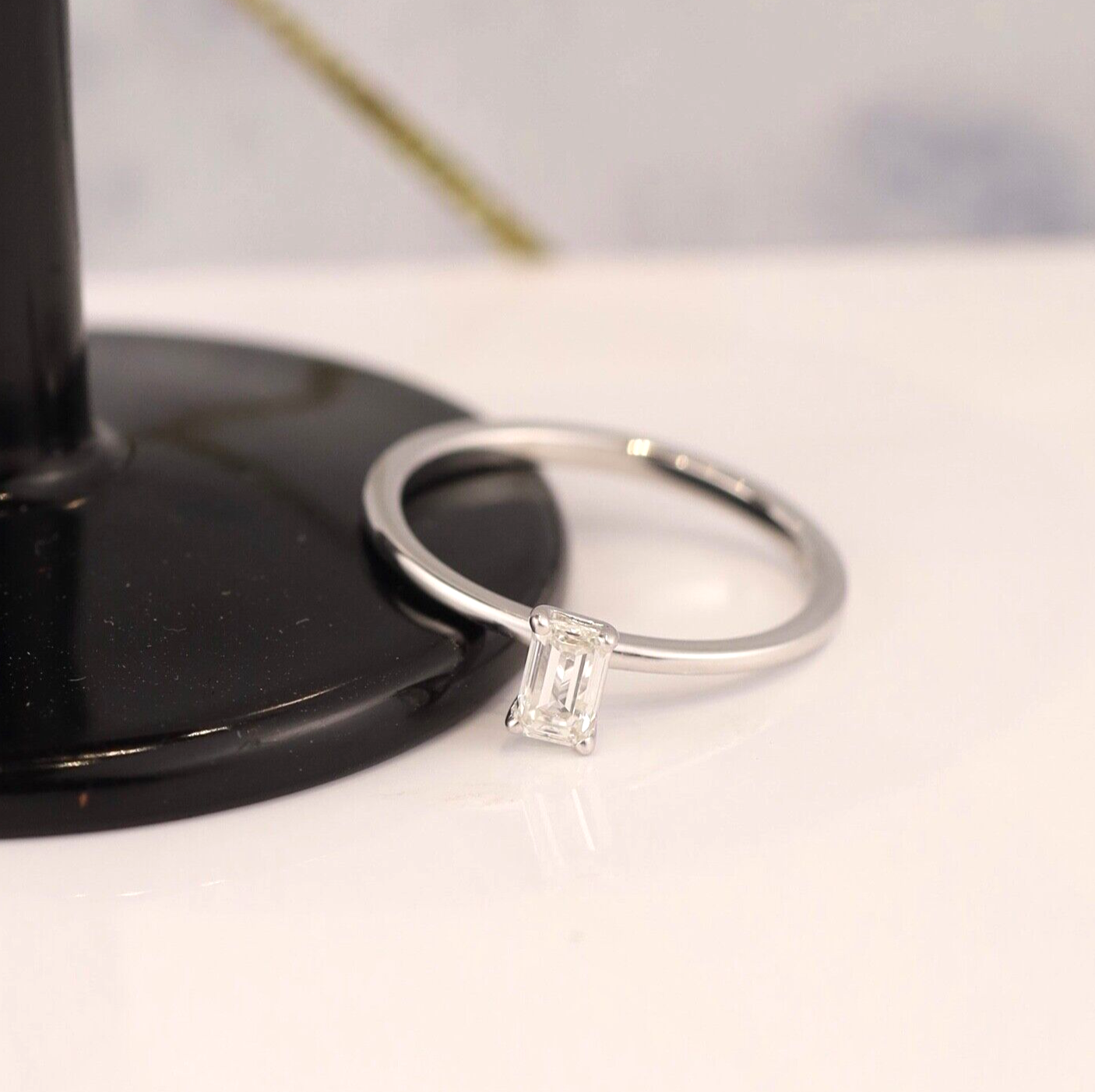 GIA-Certified .33 Carat Diamond Engagement Ring 18k White Gold ER0164