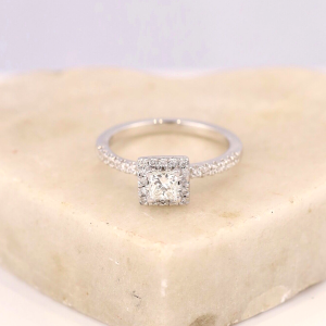 GIA-Certified .36 Carat Diamond w/.218 CTW Engagement Ring 18k White Gold ER0165
