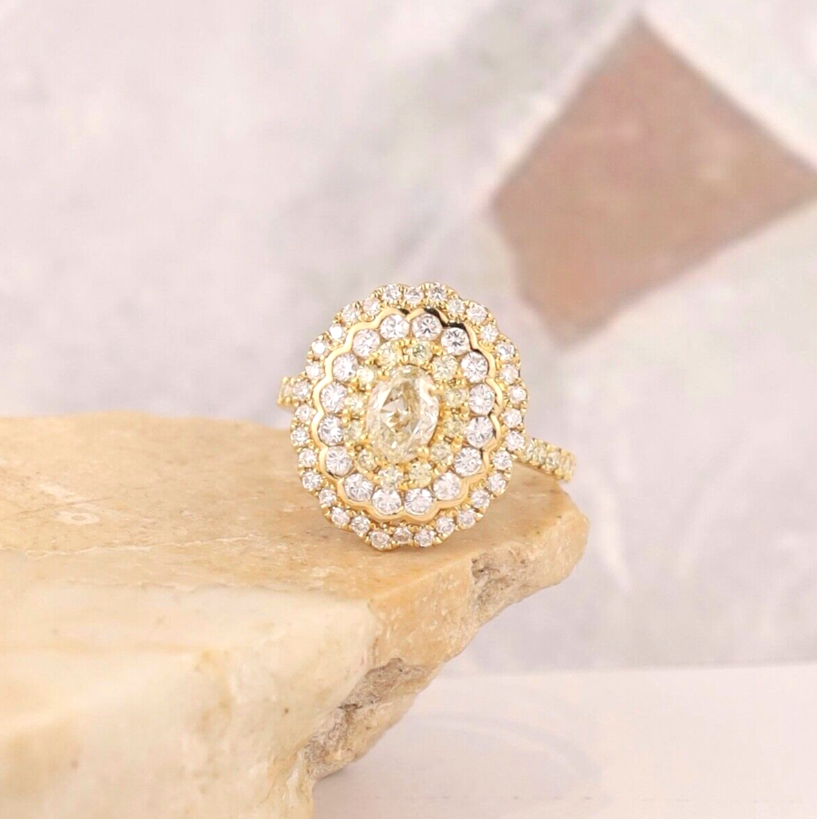 1.95 CTW Diamond 2-Way Engagement Ring & Pendant 18K Yellow Gold ER090